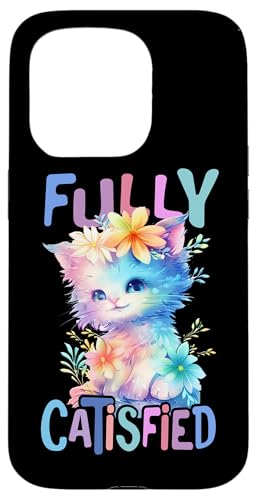 Catisfied Baby Katze mit Blumen süße Katzen Kätzchen Tochter Hülle für iPhone 15 Pro von süßes farbenfrohe Katzen Liebhaber Outfits