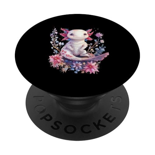 Axolotl mit Blumen süße Axolotls Fisch Tochter PopSockets Klebender PopGrip von süßes farbenfrohes Axolotl Liebhaber Outfits