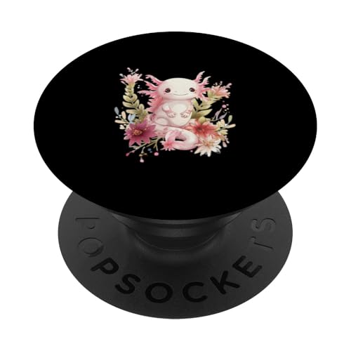 Axolotl mit Blumen süße Axolotls Fisch Tochter PopSockets Klebender PopGrip von süßes farbenfrohes Axolotl Liebhaber Outfits