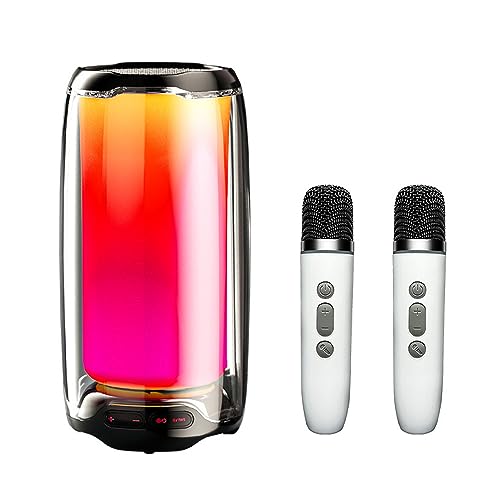 summina Tragbarer BT-Karaoke-Lautsprecher mit dynamischen Bässen 6 Modi LED-Leuchten Farbwechsel Unterstützung Sprachsteuerung Surround-Stereo-Sound-Wiedergabe von summina