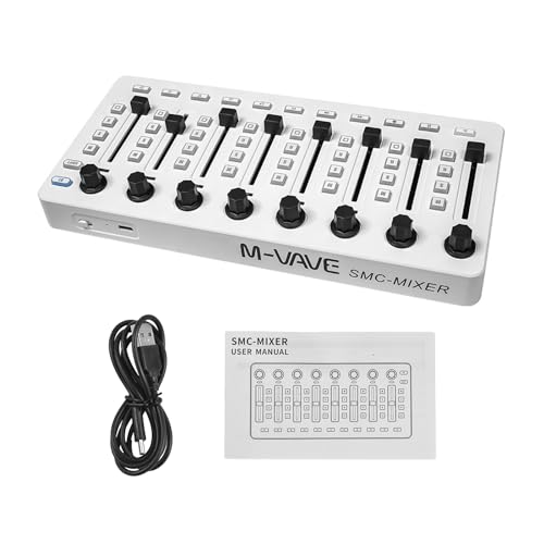 summina USB-MIDI-Controller USB-MIDI-Controller-Mixer MIDI-Mischkonsole MIDI-Steuerung, MIDI-Mischpult mit 43 Tasten, 8 Knöpfen, 8 Drucktasten, BT-Anschluss, Batterie/Typ-C-Stromversorgung, USB-MIDI- von summina