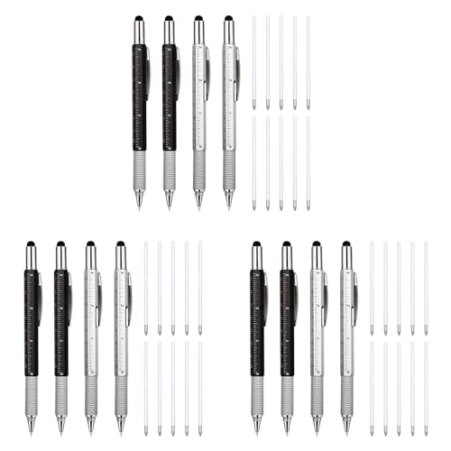 swegel 12 Stücke 6-In-1 Mehrfachwerkzeug Geschenk Werkzeug Stift Personalisierter Stift mit Lineal Werkzeug Gadget Stift A von swegel