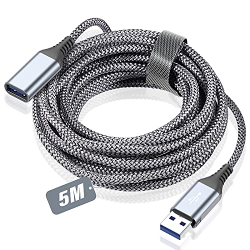 sweguard USB 3.0 Verlängerung Kabel 5M, USB Verlängerungskabel USB A Stecker auf A Buchse Nylon USB Kabel Verlängerung 5Gbps Superschnelle für Kartenlesegerät,Tastatur, Drucker, Scanner, Kamera, Hubs von sweguard