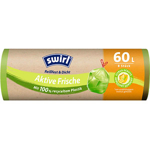 swirl® Müllbeutel Reißfest & Dicht Aktive Frische 4638 60,0 l grün, 8 St. von swirl®