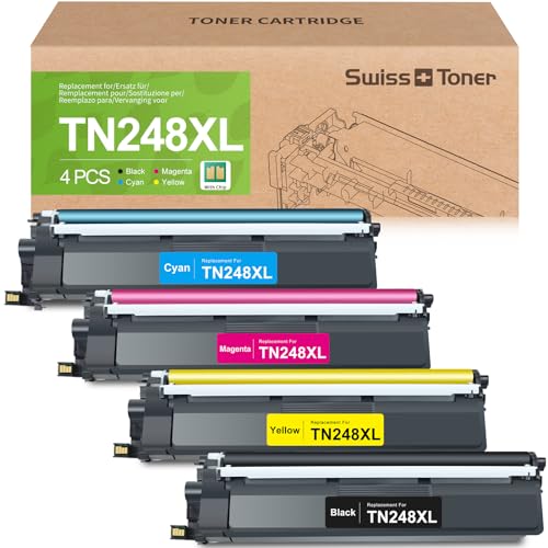 swiss toner TN248XL Kompatibel für Brother TN248CMYK TN-248XL TN248 Toner für Brother MFC-L3760CDW DCP-L3560CDW HL-L3240CDW MFC-L3740CDWE MFC-L3740CDW HL-L3220CW HL-L3220CWE- 4-Pack von swiss toner