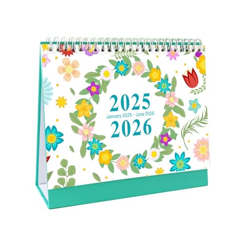 syayw Blumenmonatskalender, Blumen-Tischkalender, abnehmbarer Tischkalender 7 x 8 Zoll, vereinfachter Schreibtischkalender 2025-2026, 18 Monate Schreibtischkalender, dickes Papier von syayw