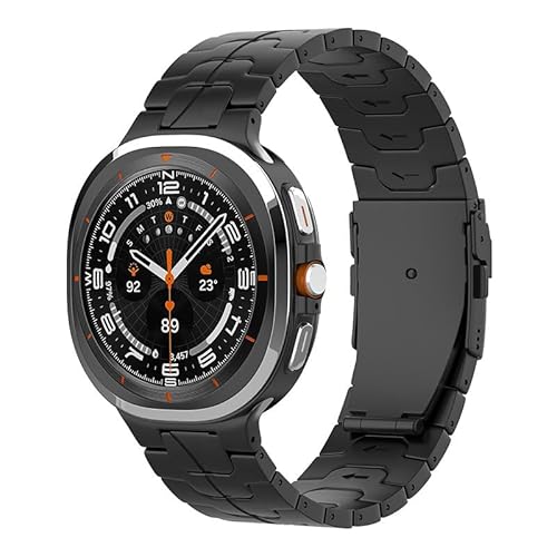 synsing Titan Armband für Samsung Galaxy Watch 7 Ultra 47 mm,No Gap Uhrenarmband mit Integriertem Schnallenriemen,Ersatzzubehör für Galaxy Watch 7 Ultra (2024),SCHWARZ von synsing