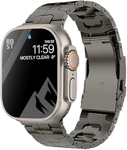 synsing Titan Ultra 2 ArmBand Kompatibel für Apple Watch Ultra 49mm 45mm 44mm 42mm 41mm 40mm 38mm, Titan Metall Armband Ersatz Kompatibel für iWatch SE Serie 9 8 7 6 5 4 3 2 1,Grau 38 von synsing