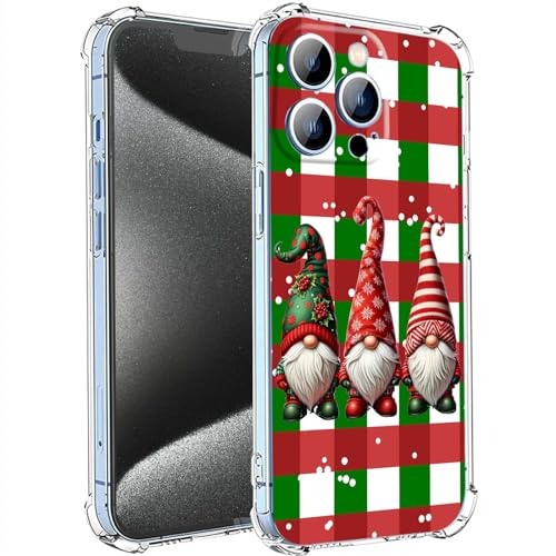 taciengbo Kompatibel mit iPhone 15 Pro Max, Weihnachtswichtel mit roten Schneeflocken, Winter-Schutzhülle für iPhone Herren und Damen, stoßfest, weiches TPU, Geschenke für iPhone von taciengbo