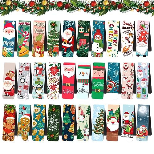 tao pipe 30 Stück Magnetische Weihnachts Lesezeichen, Weihnachtsmagnet Seitenclips, Santa Schneemann Seitenmarkierungen, Weihnachtsgeschenk für Kinder, Studenten, Lehrer von tao pipe