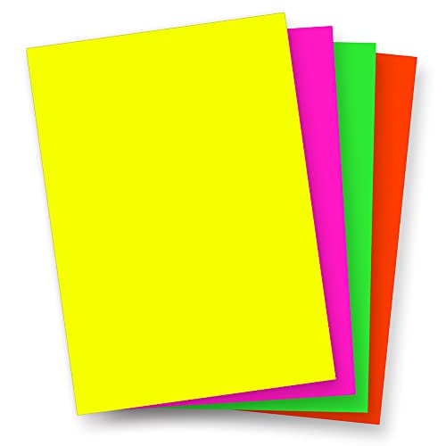 Neonpapier NEON MIX 4x15 Blatt = 60 Blatt, EXTREEM GRELL Gelb Pink Grün Rot, Leuchtpapier Party Deko Bastelpapier von tatmotive