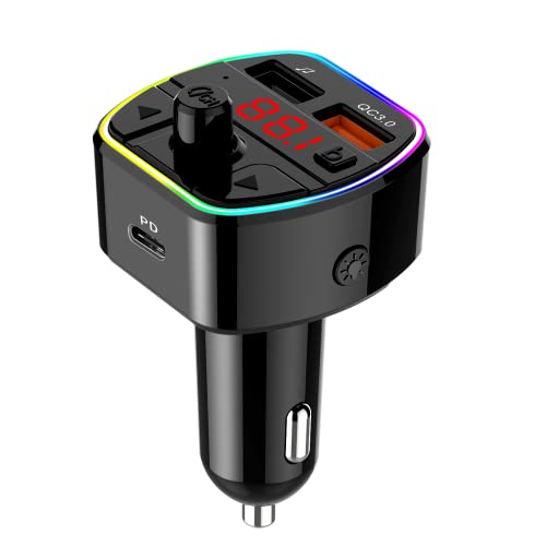 Technaxx FM Bluetooth Transmitter FMT1600BT für Autos, Radioadapter mit 2 USB-Anschlüssen, Freisprechen, Autospannungsanzeige, RGB-Farblichtmodus, Unterstützung für Sprachassistenten von technaxx