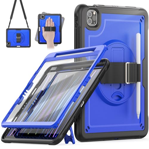 Timecity Hülle für iPad Air 5./4. Generation, Stoßfest Robuste Hülle für iPad Pro 11,mit Displayschutzfolie,360-Grad-Drehbarer Ständer/Handschlaufe, Stifthalter, für iPad Air 10.9 2022,-Blau Timecity Hülle für iPad Air 5./4. Generation, Stoßfest Robuste Hülle für iPad Pro 11,mit Displayschutzfolie,360-Grad-Drehbarer Ständer/Handschlaufe, Stifthalter, für iPad Air 10.9 2022,-Blau von timecity
