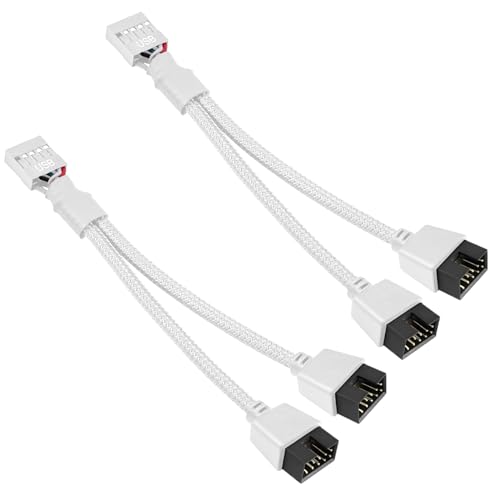 2 Pcs USB 2.0 Doppel-Verlängerungskabel mit Abschirmung Kabel, 9-polige auf Dual 9 USB Header Stecker, PC Mainboard USB Pinheader Buchse, Stecker Adapter Port Multilier für PC Motherboard (Weiß) von tlidfgeo