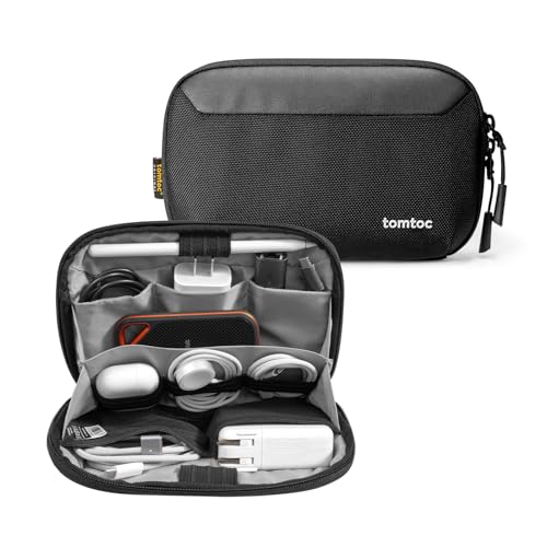 tomtoc Kabel Organizer Tasche Kabeltasche, Elektronik Tech Pouch Laptop Zubehörtasche, Kompakt Cable Bag für Handy Ladegerät, Ladekabel, Festplatte, Adapter, PowerBank, SD Karten von tomtoc