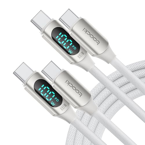 toocki 100W USB C auf USB C Kabel, 2M [2 Stück] 5A Schnellladekabel Ladekabel PD QC5.0 with LED Display,Kompatibel mit iPhone 15/15 Pro/15 Pro Max MacBook Pro Air iPad Pro Galaxy S24 S23 Pixel Switch von toocki