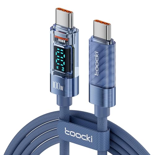 toocki 100W USB C auf USB C Kabel, 2M Schnellladekabel Ladekabel mit LED Display, Nylon USB C Kabel PD QC5.0 für iPhone 16/16 Pro/16 Pro Max MacBook Pro Air iPad Pro Air Galaxy S24 S23 Pixel Switch von toocki