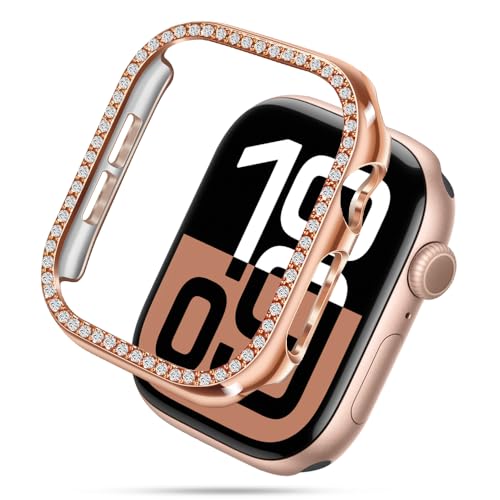 top4cus 42 mm (Serie 10) PC Bling Hülle Kompatibel mit Apple Watch Hülle, Kristall Strass Bumper Cover für iWatch (42 mm, Roségold) von top4cus