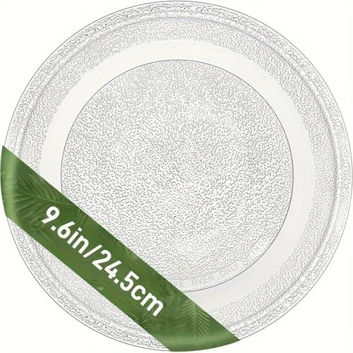 Mikrowellenteller Glas 24,5 cm, Mikrowelle Mikrowellen Teller, Drehteller Glasteller mit 3 Fixierern Mikrowelle Zubehör, Ersatz Drehteller für Mikrowelle Rund von trabag