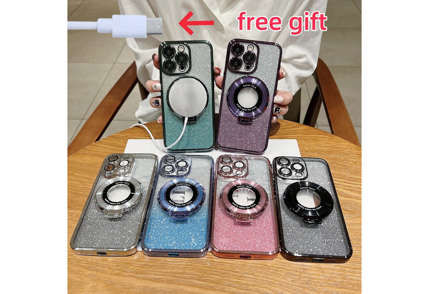 trends for living Handyhülle Glitzer Handy Hülle für iPhone 15 Pro Max Plus Kamera schutz Magsafe trends for living Handyhülle Glitzer Handy Hülle für iPhone 15 Pro Max Plus Kamera schutz Magsafe von trends for living