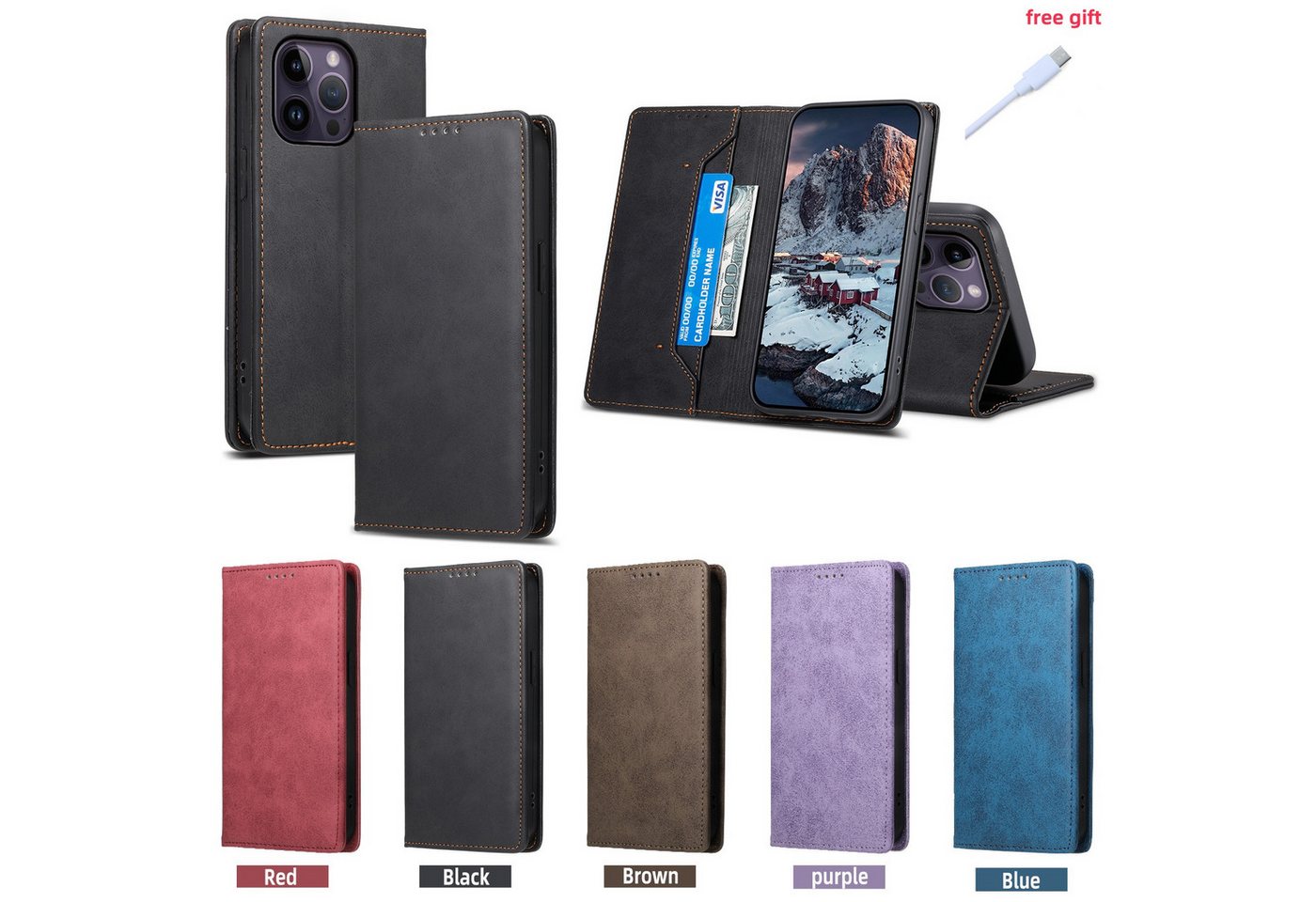 trends for living Handyhülle Leder Ständer Hülle für iPhone 15 Pro Plus Wallet-Stil Handy Case trends for living Handyhülle Leder Ständer Hülle für iPhone 15 Pro Plus Wallet-Stil Handy Case von trends for living