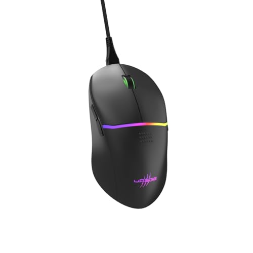 uRage Gaming-Maus Reaper 430, kabelgebundene Maus mit 9 programmierbaren Tasten, bis zu 12.000 DPI, superleichte 75 g Gewicht, RGB-Beleuchtung, Gaming-Software, in schwarz von uRage