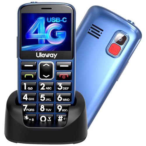 uleway 4G Seniorenhandy Mobiltelefon ohne Vertrag,Lange Standby Zeit,Senioren Handy Mit SOS Notruftaste,Großtastenhandy mit Ladestation,HAC von uleway