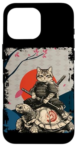 Hülle für iPhone 16 Pro Max Japanische Ninja-Kunst und japanische Samurai-Katze auf Schildkröte von 素晴らしいニッポンアパレル＆アクセサリー - 日本