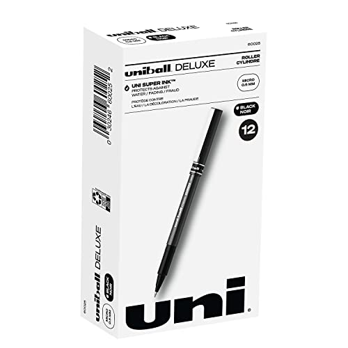 uni-ball - Deluxe Roller Ball Stick Waterproof Pen, Black Ink, Micro - Dozen by Uni-ball von uni-ball