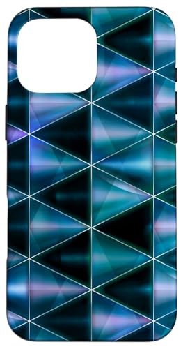 Hülle für iPhone 16 Pro Max Lustiges, buntes geometrisches abstraktes blaues Muster, Tech-Stil von universityofheaven.com