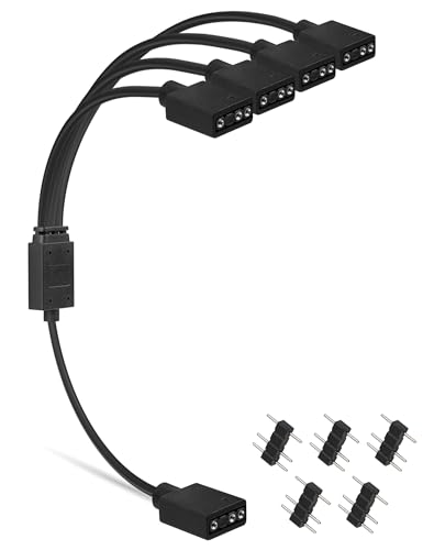 upHere 1zu 4 Splitterkabel Y-Kabel 5V 3PIN ADRESSABLE RGB-Lüfter-Hub/Splitter für Gehäuselüfter Splitterkabel Verlngerung,schwarz，30cm von upHere