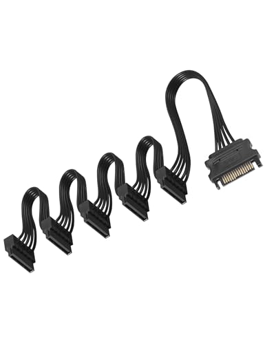 upHere SATA Power Verlängerungskabe SATA Splitter 1 Stecker auf 5 Buchse Splitter Kabel(SAC1-5) von upHere