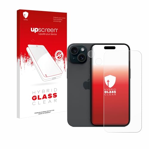 upscreen Schutzglas für Apple iPhone 15 (Display+Kamera) Schutzfolie, Glas-Folie [Klar, 9H Panzerschutz, Anti-Fingerprint] von upscreen