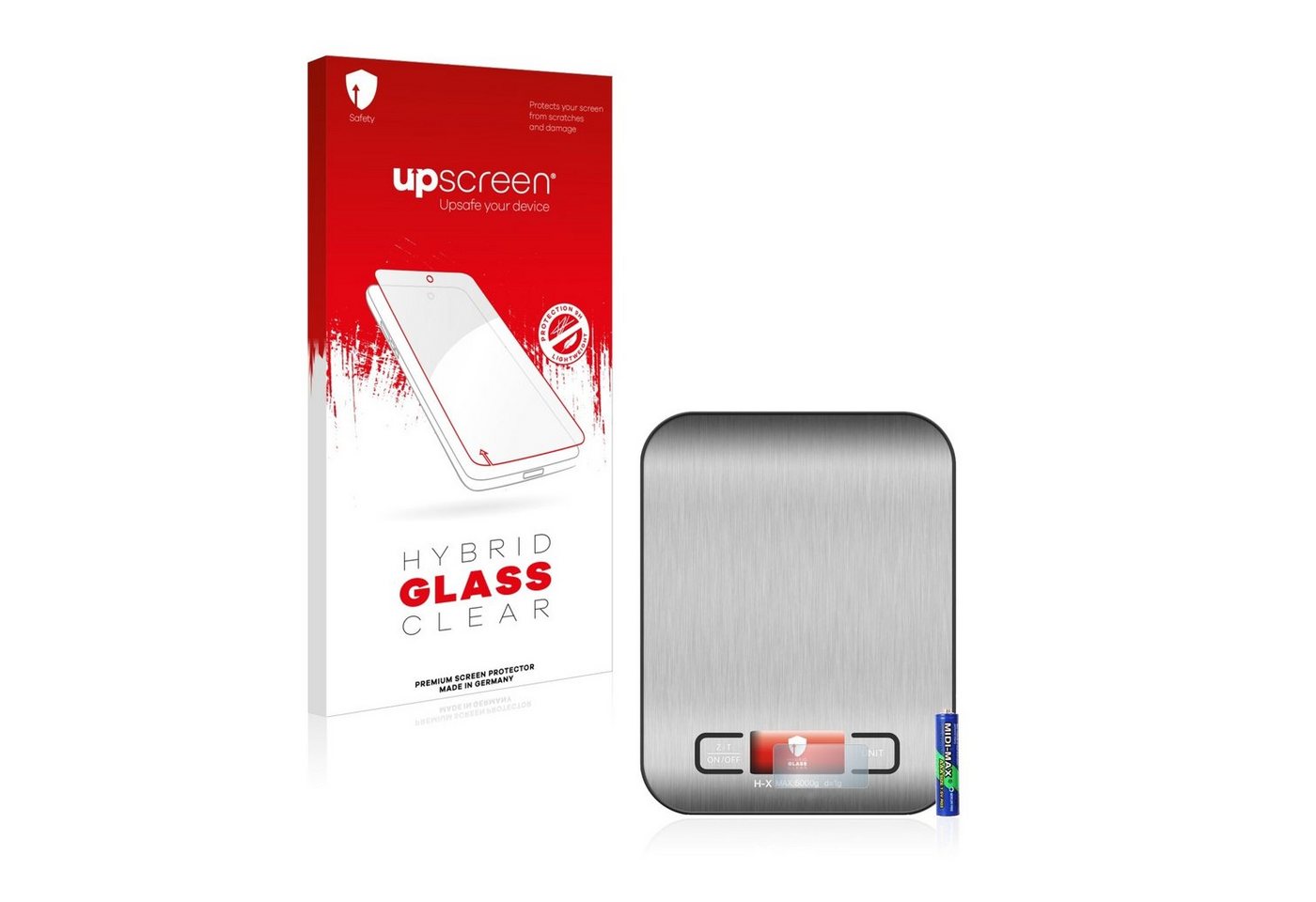 upscreen flexible Panzerglasfolie für Eon Eono by Amazon Digitale Küchenwaage, Displayschutzglas, Schutzglas Glasfolie klar von upscreen