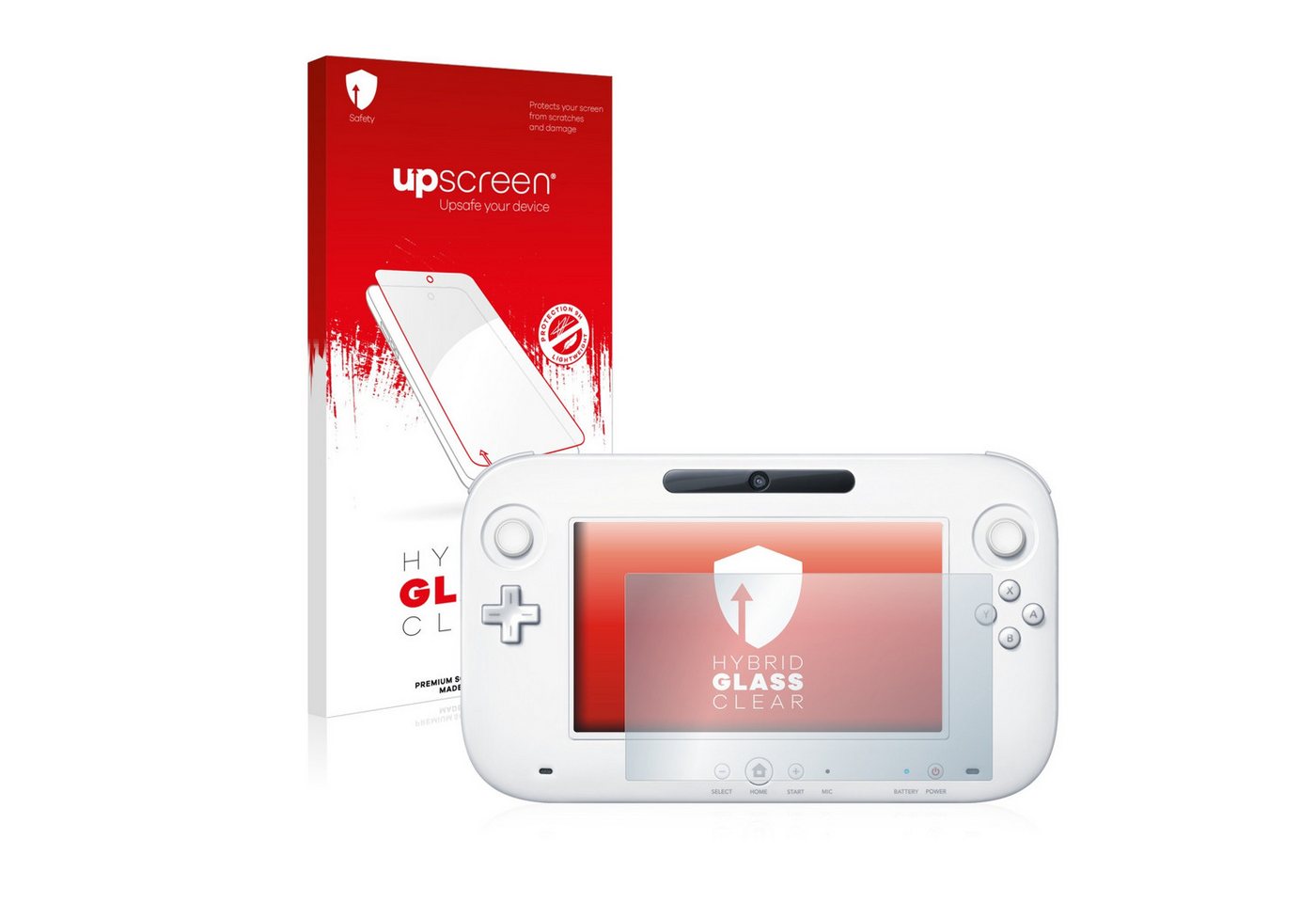 upscreen Displayschutzglas Schutzglas für Nintendo Wii U GamePad (Controller), Schutzfolie Display Schutz Glas Panzer Folie klar von upscreen