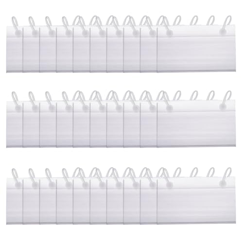 uxcell Etikettenhalter aus Draht mit Knopfverschluss, 8,9 x 5,6 cm, wiederverwendbar, Korb-Etiketten, Halter für Speisekammer, Einzelhandel, Supermarkt, Kaufhaus, transparent, 60 Stück von uxcell