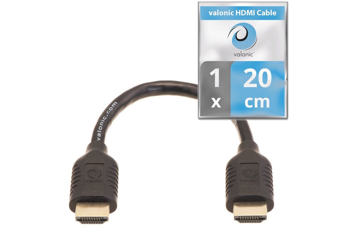 valonic valonic HDMI Kabel, 20cm kurz, Full HD, Ethernet HDMI-Kabel, HDMI Typ A, HDMI Typ A (20 cm), HDMI von valonic