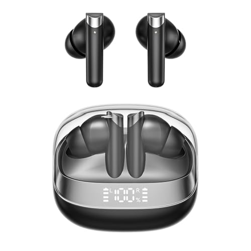 vashoy Bluetooth-Kopfhörer, kabelloses Bluetooth 5.4, In-Ear-Kopfhörer, Mikrofon mit Geräuschunterdrückung, kabellose Bass-Kopfhörer, AI-Sprachübersetzung, 72 Stunden, IPX5-Kopfhörer (Schwarz) von vashoy