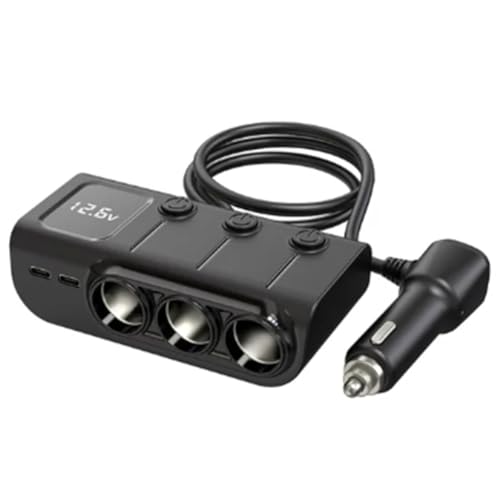 AutoladegeräT-Steckdosen-Splitter 3 Typ-C PD 36 W 3 USB-Schnellladeschalter 120 W Hochleistungsadapter von vdha