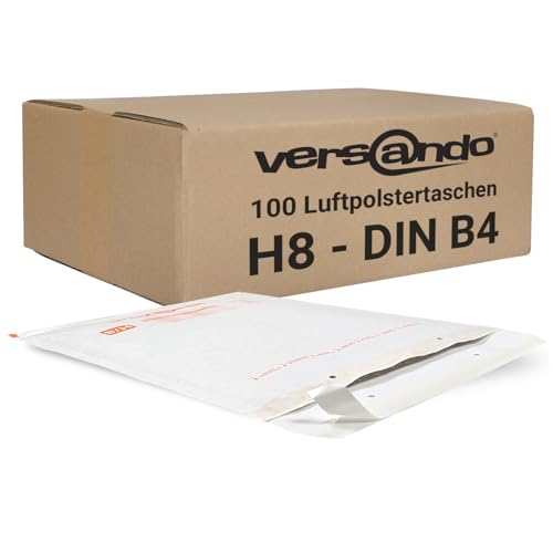 versando 100x H8 Luftpolsterumschläge Innenmaß 270 x 360 mm Außenmaß 290 x 370 mm weiß für DIN B4 von versando