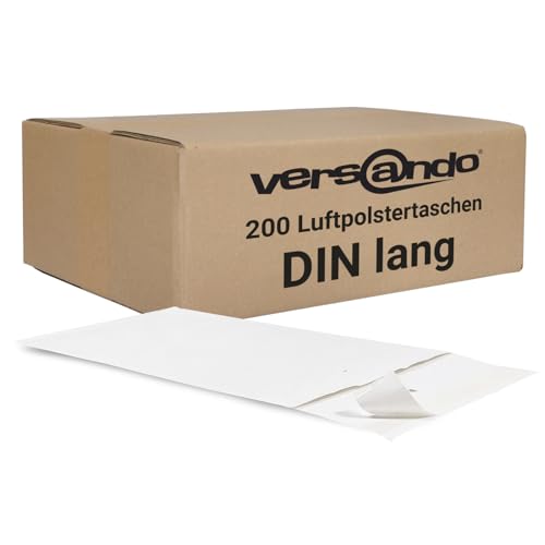 versando 200x DIN lang Luftpolsterumschläge Innenmaß 110 x 220 mm Außenmaß 125 x 235 mm weiß für DIN lang von versando