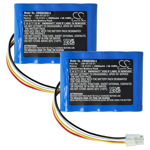 vhbw 2X Akku Ersatz für Husqvarna 584 85 28-01, 584 82 28-02 für Rasenmäher (2600mAh, 18,5V, Li-Ion) von vhbw