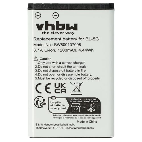 vhbw Akku kompatibel mit Snom M65, M85 Handy Smartphone Telefon (1200mAh, 3,7V, Li-Ion) von vhbw