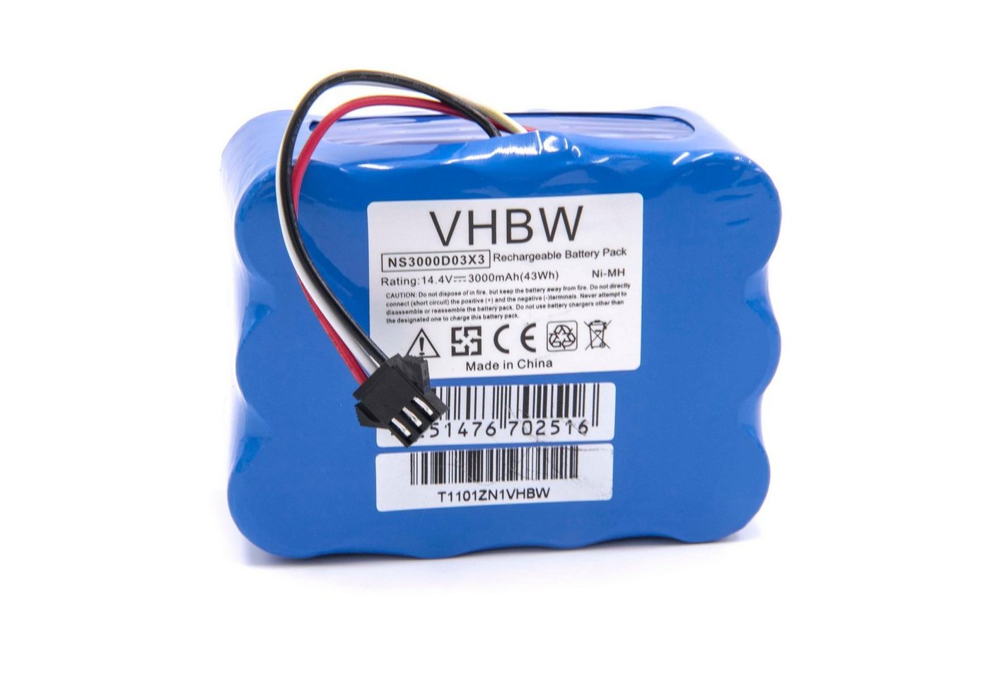 vhbw Ersatz für Klarstein NS3000D03X3, YX-NI-MH-022144-TN für Haushalt Staubsauger-Akku NiMH 3000 mAh von vhbw