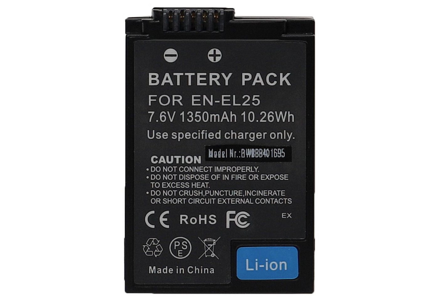 vhbw Ersatz für Nikon EN-EL25, VFB12502 für Kamera / Foto Digitalkamera / Kamera-Akku Li-Ion 1350 mAh (7,6 V) von vhbw