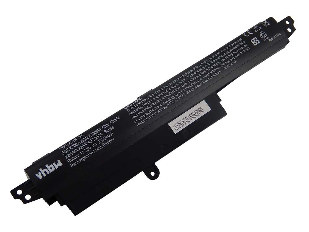 vhbw kompatibel mit Asus VivoBook X200MA-KX085H, X200MA-KX048D, Laptop-Akku Li-Ion 2200 mAh (11,25 V) von vhbw