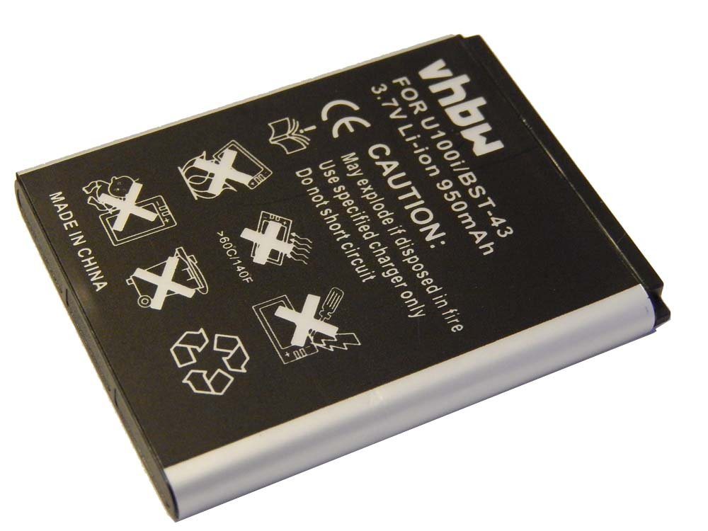 vhbw kompatibel mit Sony-Ericsson Elm J10i2, Hazel J20i, Cedar J108i, Elm Smartphone-Akku Li-Ion 950 mAh (3,7 V) von vhbw