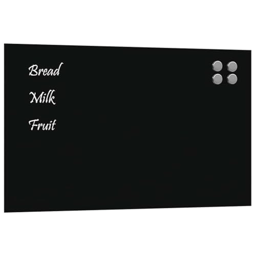 vidaXL Magnettafel Wandmontage Schwarz 100x60 cm Hartglas, Glastafel, Wand Magnettafel, magnetische Kreidetafel, magnetische Tafel, Schreibtafel von vidaXL