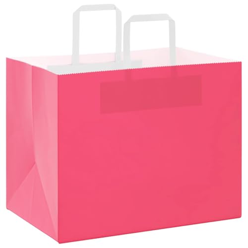 vidaXL Papiertragetaschen 50 Stk., Papiertüten mit Henkeln, Kraftpapiertüten, Geschenktüten für Einkaufen Hochzeiten Verpackungen Partys Geburtstag Weihnachten, Rosa 32x22x24cm von vidaXL