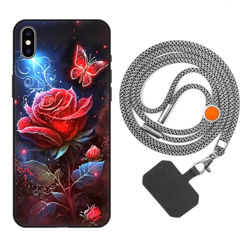 vingarshern Handyhülle Kompatibel mit Handy iPhone XS Max Hülle Silikon Rückseite mit Muster Design,Weich Stoßfeste Anti-Kratzt Schutzhülle mit Handykette/Umhängeban,Bild*09 von vingarshern